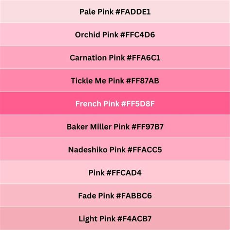 Shades Of Pink Color Names Color Psychology Shades Of