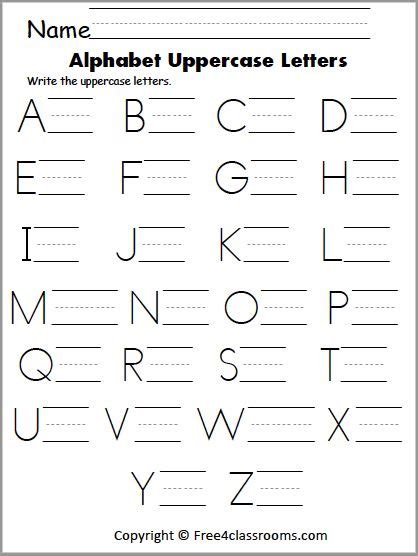 Free Uppercase Letter Writing Worksheet Free4classrooms Kindergarten Worksheets Printable