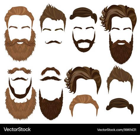 Man Hair Mustache And Beard Collection Men Vector Image