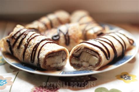 Ciasto Francuskie Z Nutellą I Bananami - Razowe naleśniki z bananami, nutellą i masłem orzechowym