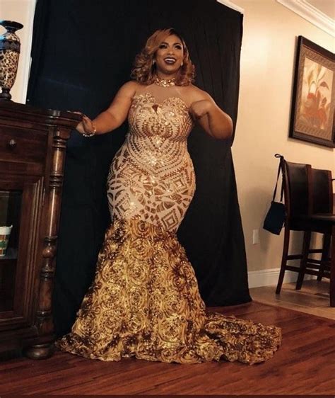 Fatapaese Sexy Glitter African Girls Mermaid Gold Prom Dresses Plus