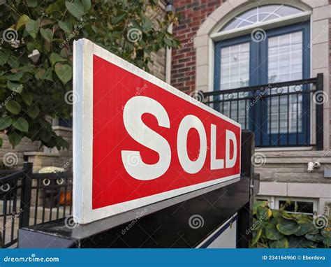 Sign Sold In Front Of A Detached House In Residential Area Editorial