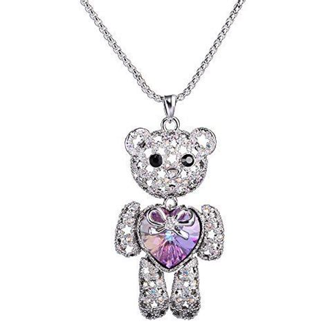 T400 Jewelers Teddy Bear Swarovski Elements Crystal Pendant Necklace
