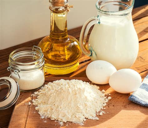 This collection mostly includes cakes, ice creams, mousse and some chocolate and fruit based desserts which are popular. Milk Egg Flour Oil Sugar Dessert Ingredients Pancakes Baking Stock Photo - Image of butter ...