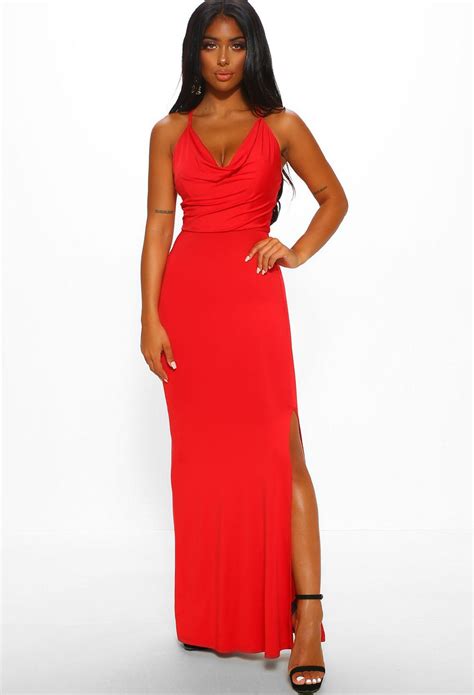 Work It Babe Red Cowl Neck Slinky Maxi Dress Maxi Dress Red Dress Maxi Dresses
