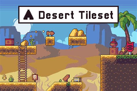 Desert Game Tileset Pixel Art By Free Game Assets Gui Sprite Tilesets