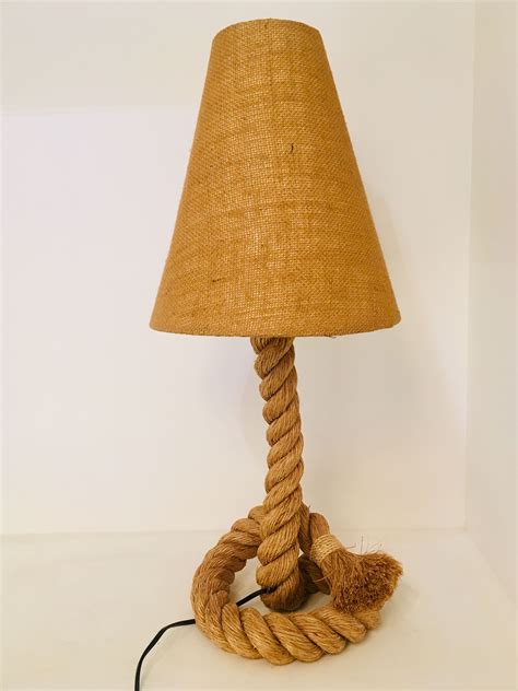 Large Vintage Table Lamp In Rope By Audoux And Minet Design Market