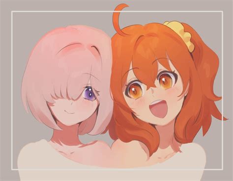 Safebooru 2girls Ahoge Bangs Blush Breasts Collarbone Fategrand