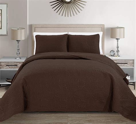 Linen Plus 3pc Over Size Embossed Coverlet Bedspread Set