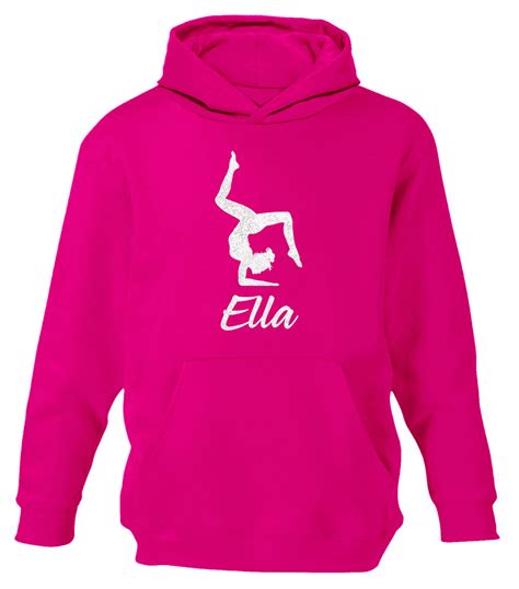 Personalised Gymnast Glitter Hoody Girls Dance Hoodie Top Gymnastics