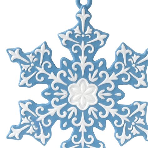 Wedgwood Blue Snowflake Ornament 2016 Wedgwood Porcelain Silver