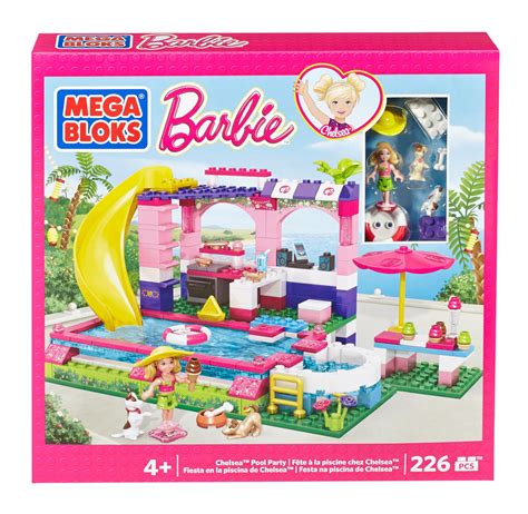 Mega Bloks Barbie Build N Play Chelsea S Pool Party Walmart