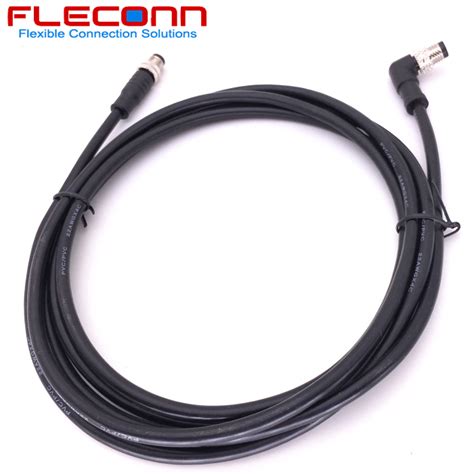 M8 3 4 5 Pin Straight To Right Angle Male Connector Cable