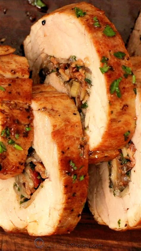 A Juicy And Easy Stuffed Pork Tenderloin Loaded With Mushrooms And