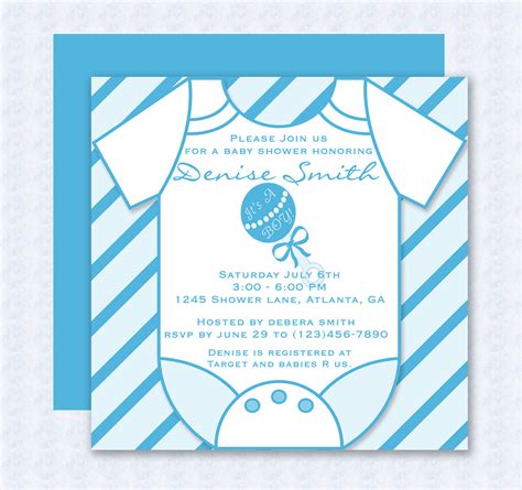 blue onesie baby shower invitation editable template