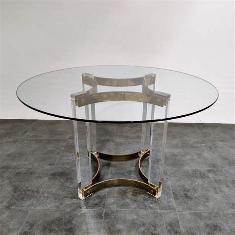 Vintage Lucite And Brass Dining Table By Charles Hollis Jones 1970s 132917