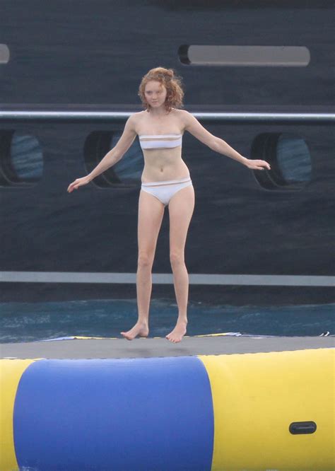 LILY COLE In Bikini On A Yacht In St Barts HawtCelebs