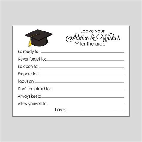 Graduation Advice And Wish Cards Graduation Party Game Etsy In