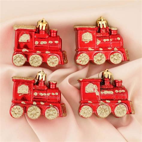 Buy Christmas decorations "Red trains" (4 PCs set) Online, Price  $12.47