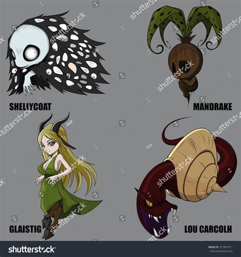 4 Graphic Vector Mythical Creatures Set Stock Vector Royalty Free