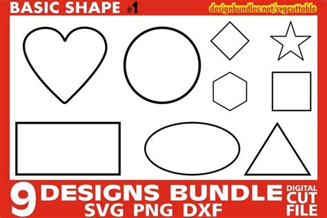 9x Basic Shape Svg Bundle Shapes Svg Frame Svg Heart Svg