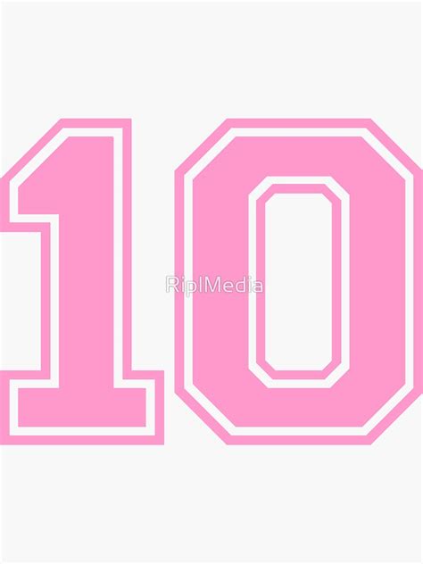 Varsity Team Sports Uniform Number 10 Pink Sticker For Sale By