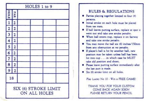 These euchre score sheets are a great way for an easy start to having a euchre tournament. miniature golf score card - Bing Images | Golf scorecard ...