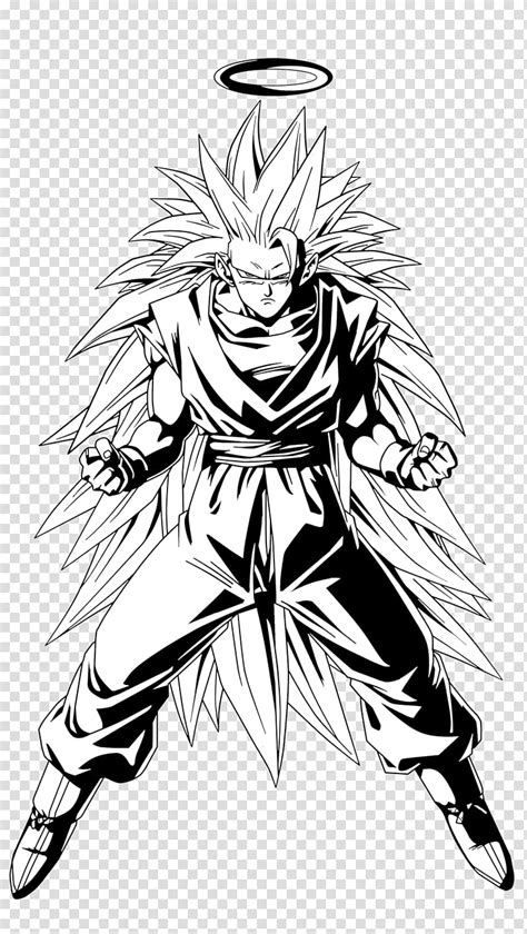 Goku Super Saiyan Black And White Line Art Mangaka Sketches