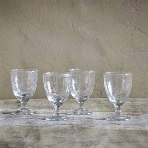Hammered Recycled Glass Wine Glasses Set Of Four