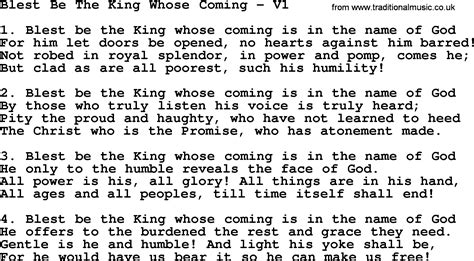 Advent Hymns Song Blest Be The King Whose Coming 1 Complete Lyrics