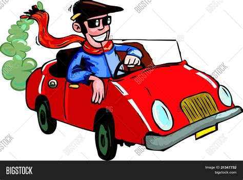 Cartoon Man Driving His Car Vector And Photo Bigstock