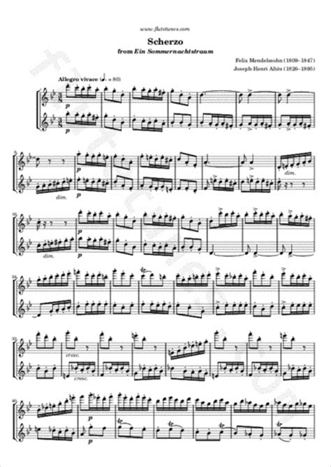 Scherzo From A Midsummer Nights Dream F Mendelssohn Free Flute