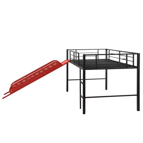 Twin Metal Loft Bed With Slidelow Loft Cool Toddler Beds
