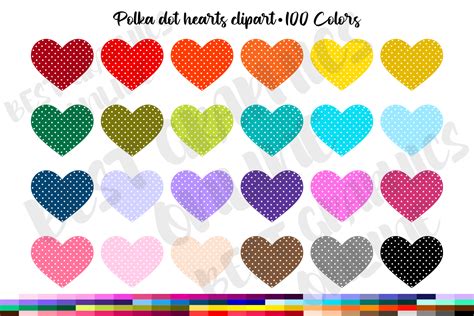 100 Polka Dot Hearts Clipart Set Graphic By Bestgraphicsonline