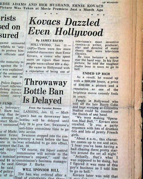 Ernie Kovacs Killed In Car Crash