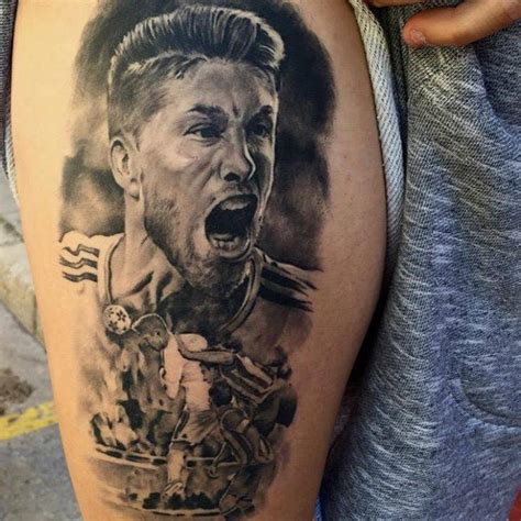 Black And Grey Sergio Ramos Inspired Tattoo On The