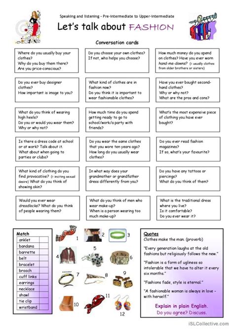 Let S Talk About Fashion English Esl Worksheets Pdf Doc