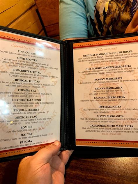Menu at Guerrero Maya restaurant, South Portland