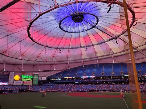 A Look At The New Tropicana Field Lighting During National Anthem R