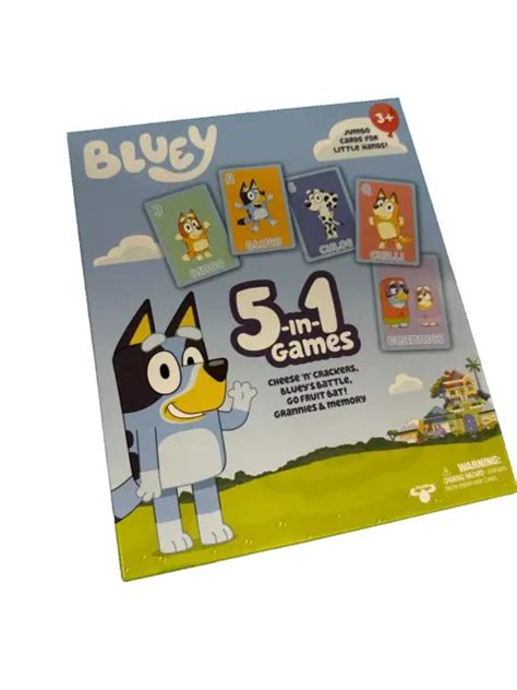 1 New Bluey 5 In 1 Kids 53 Jumbo Card Game Set Toy Ages 3 Blue Dog