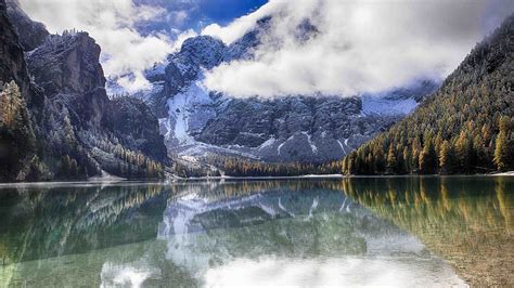 Fall Mountains Reflection Landscape Italy Snow Photography