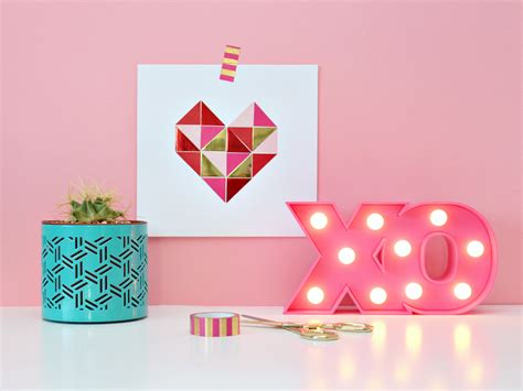 Paper Geometric Heart Art Valentine Crafts Valentine Day Crafts