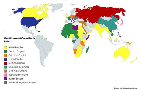 Most Powerful Countries In The Past Century 1914 1934 1954 1974