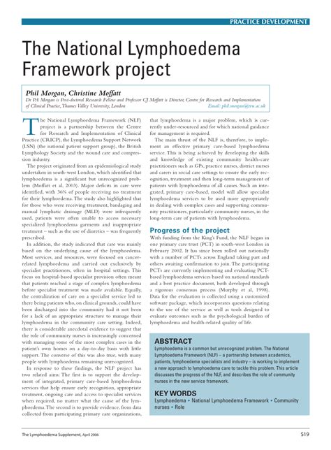 Pdf The National Lymphoedema Framework Project