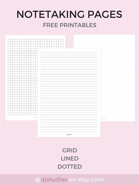 Printable Note Taking Paper Dot And Square Grid Digital Note Taking