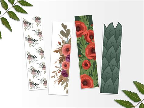 Printable Flower Bookmarks Printable Spring Bookmark Digital Etsy