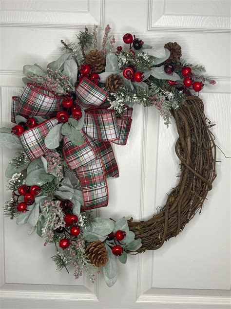 Christmas Wreath For Front Door Double Door Christmas Wreath Etsy