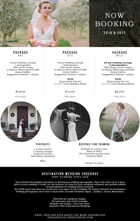 13 Wedding Package Design Ideas Photography Price List Wedding