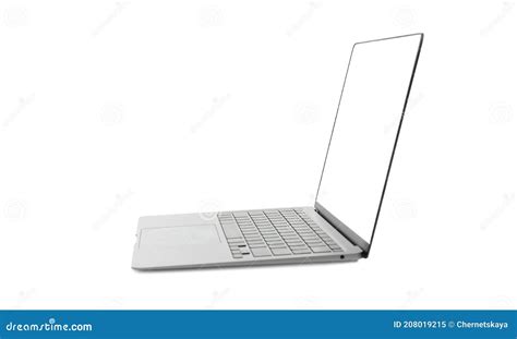 Laptop With Blank Screen Isolated On White Mockup For Design Stock