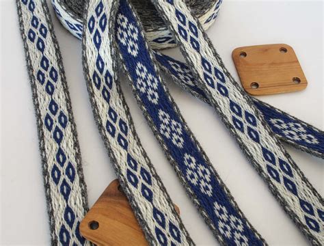 Tablet Woven Wool Trim Viking Reenactment White Blue And Etsy